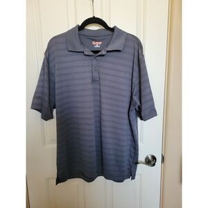 Men's Pro Player Polo/Golf shirt Gray Polyester Size XL Gray w/ black stripes
